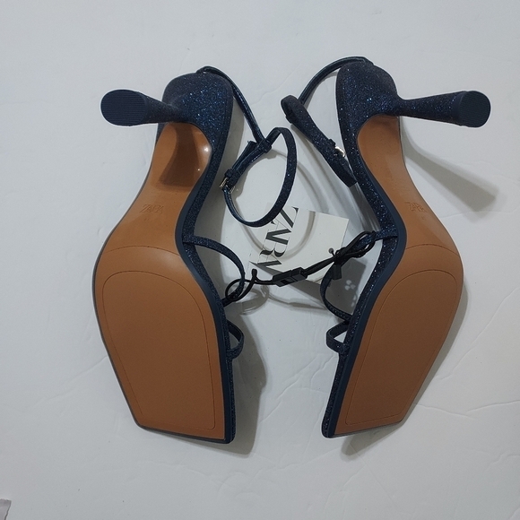 ZARA Strappy glittered Heeled Sandals Sz-9 - Picture 9 of 10